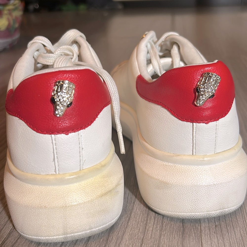 White and Red Chunky Sole Aldo Sneakers, Sz 9 - Picture 2 of 5